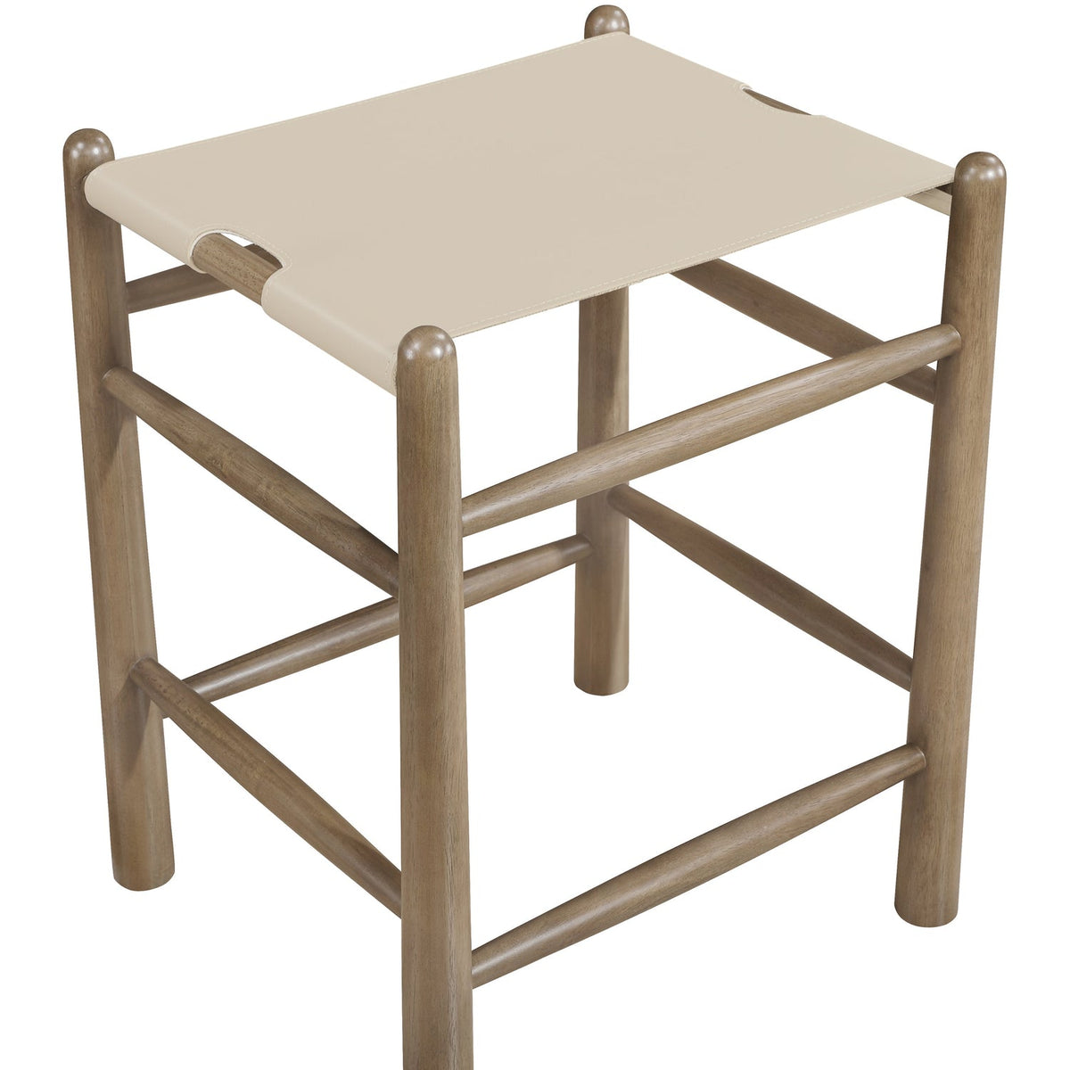Santos Beige Vegan Leather Upholstered Counter Stool Set of 2