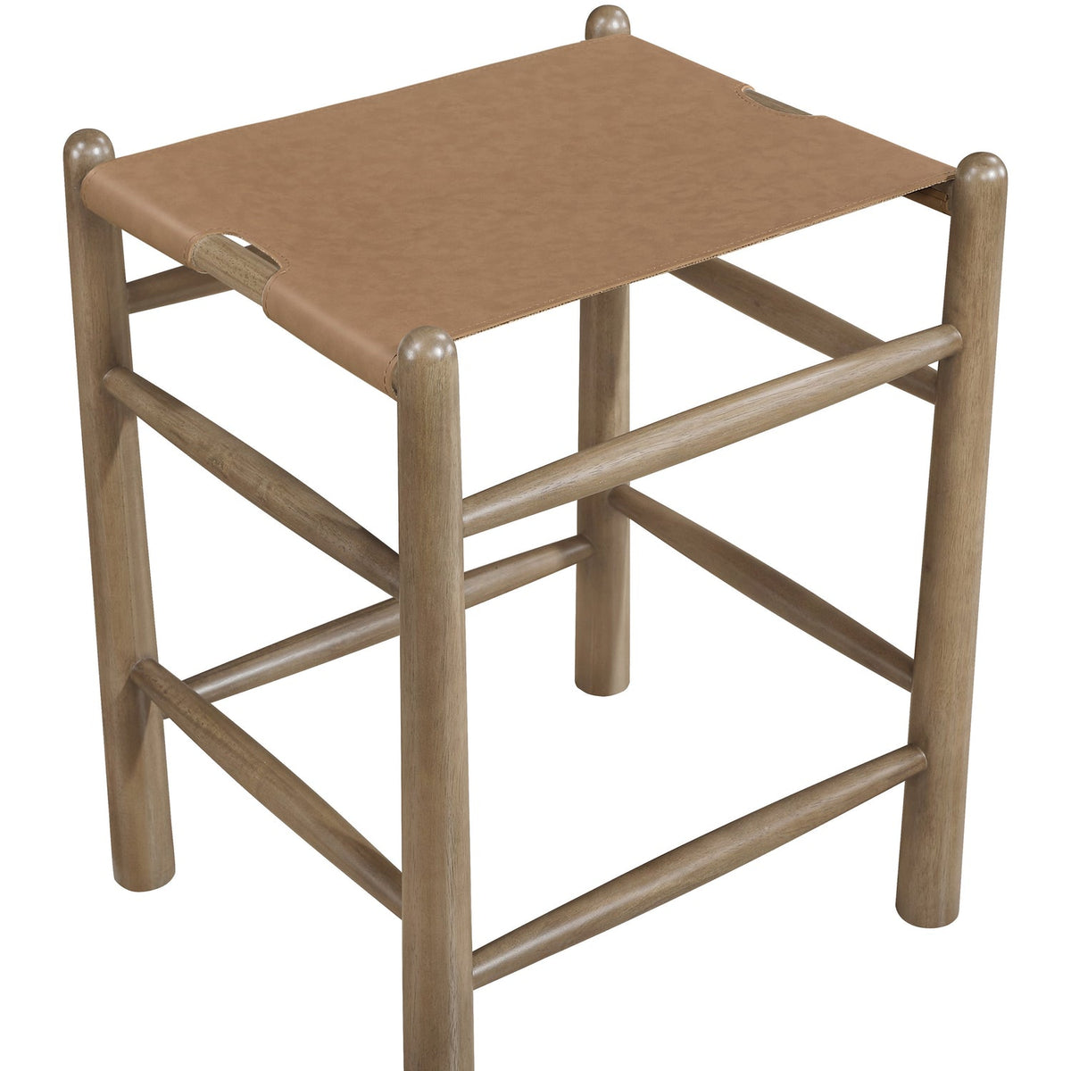 Santos Brown Vegan Leather Upholstered Counter Stool Set of 2