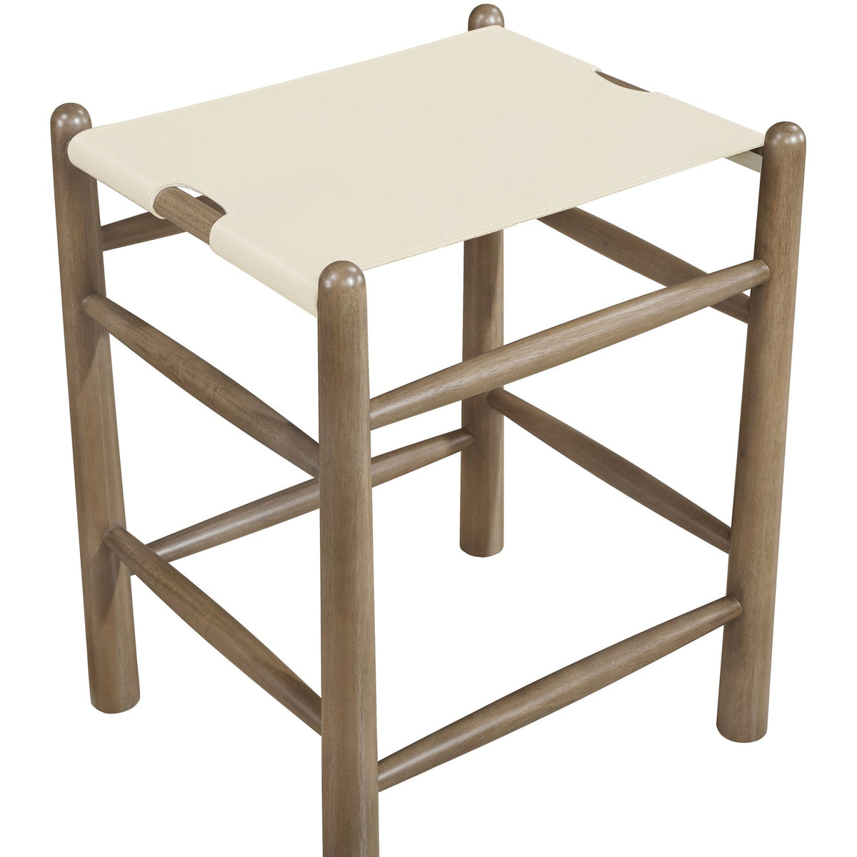 Santos Cream Vegan Leather Upholstered Counter Stool Set of 2
