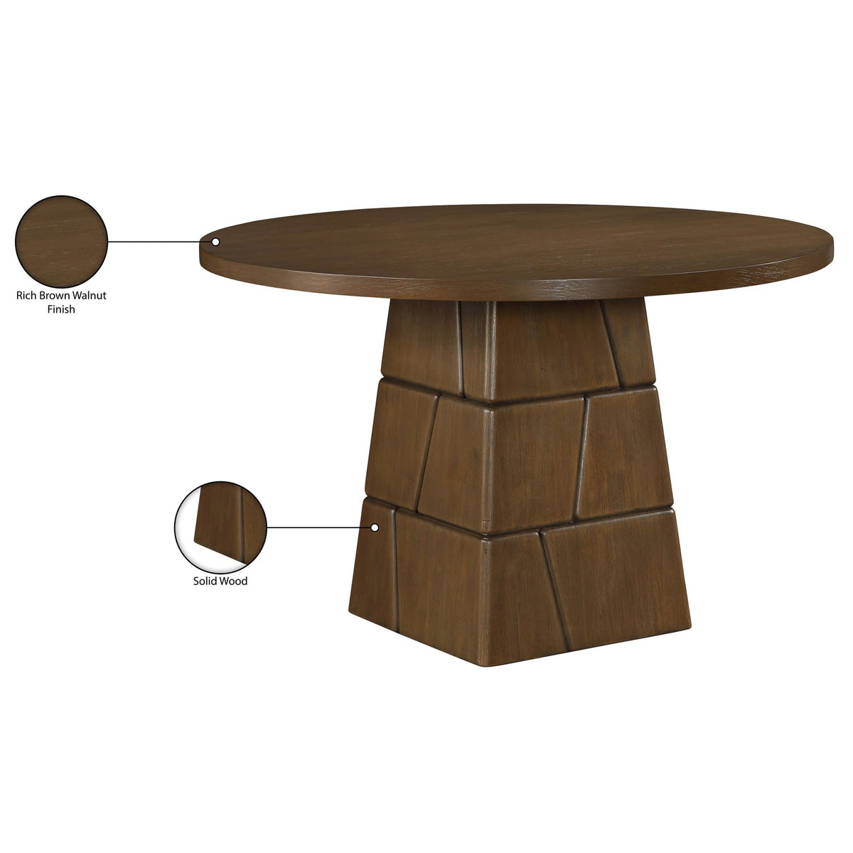 Tavio 48in Brown Walnut Oak Veneer And Solid Wood Dining Table