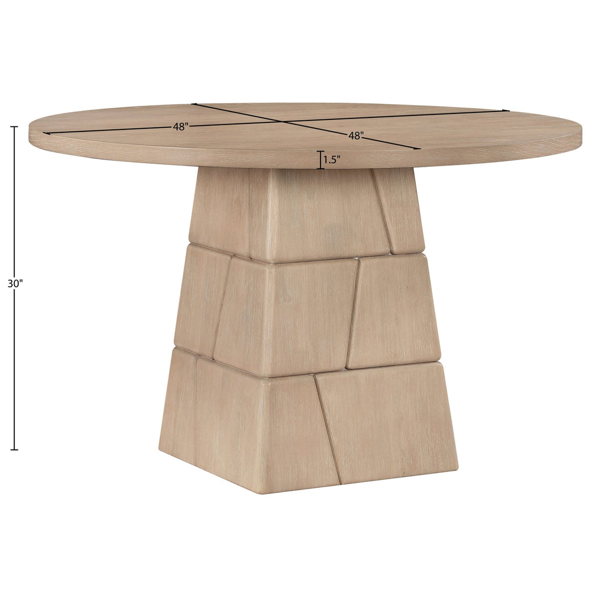Tavio 48in Natural Oak Veneer And Solid Wood Dining Table