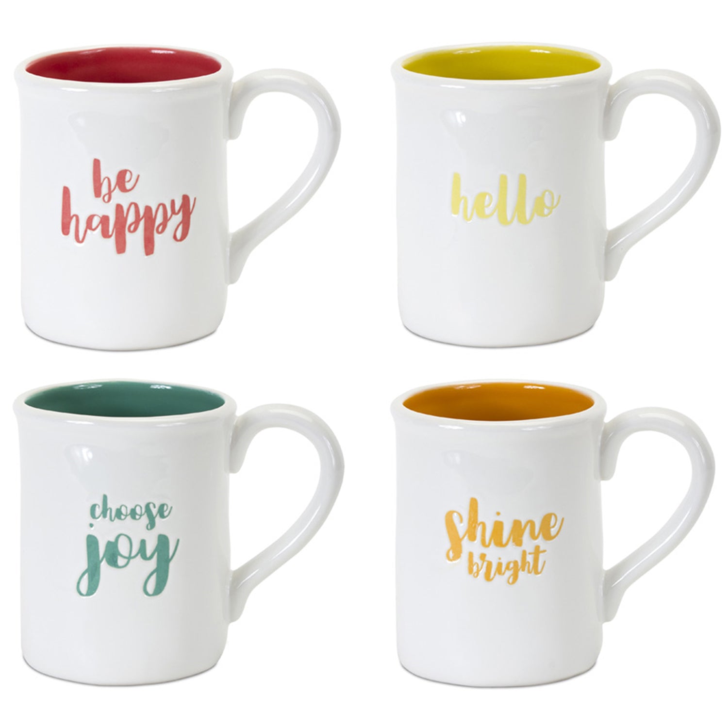 Stoneware Happy Mug Set of 4