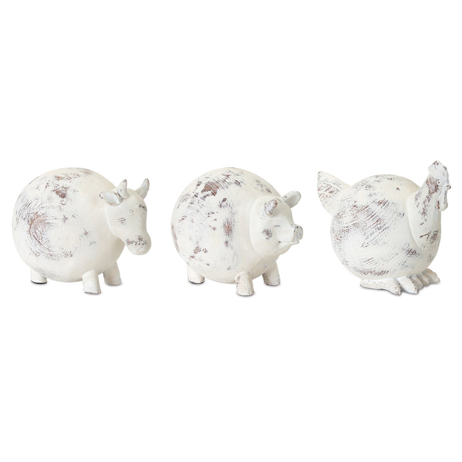 Weathered Stone Farm Animal Figurine Set of 3