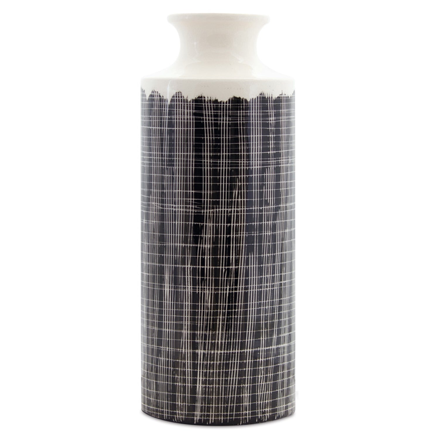 Terra Cotta Floor Vase with Criss Cross