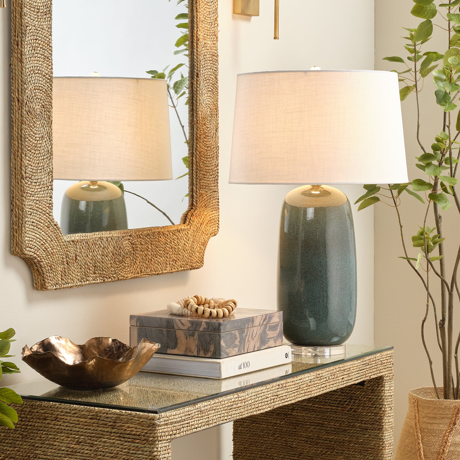 Jamie Young Woodgrain Navy Lacquer Decorative Box