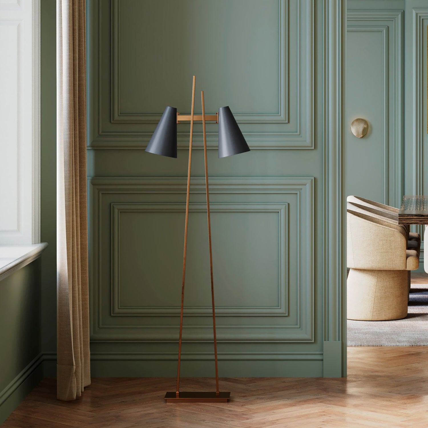 Currey & Co Duet Floor Lamp