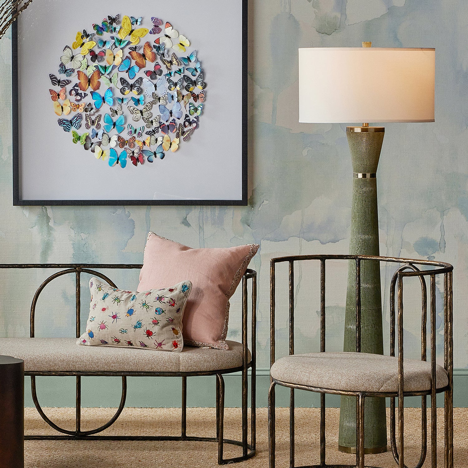 Currey & Co Galuchat Green Hourglass Floor Lamp