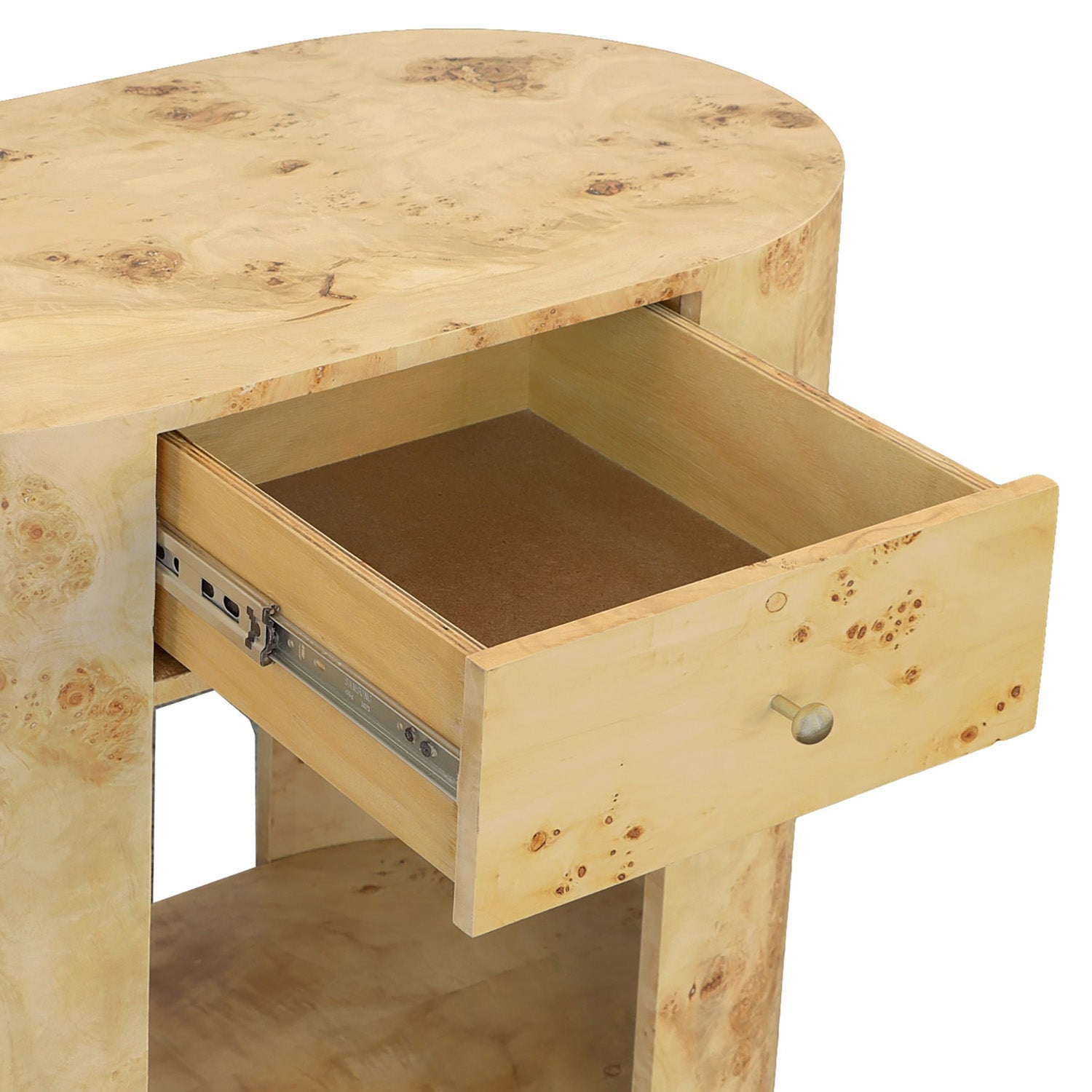 Fairfield Chair Sequoia Oval End Table burl veneer grain detail