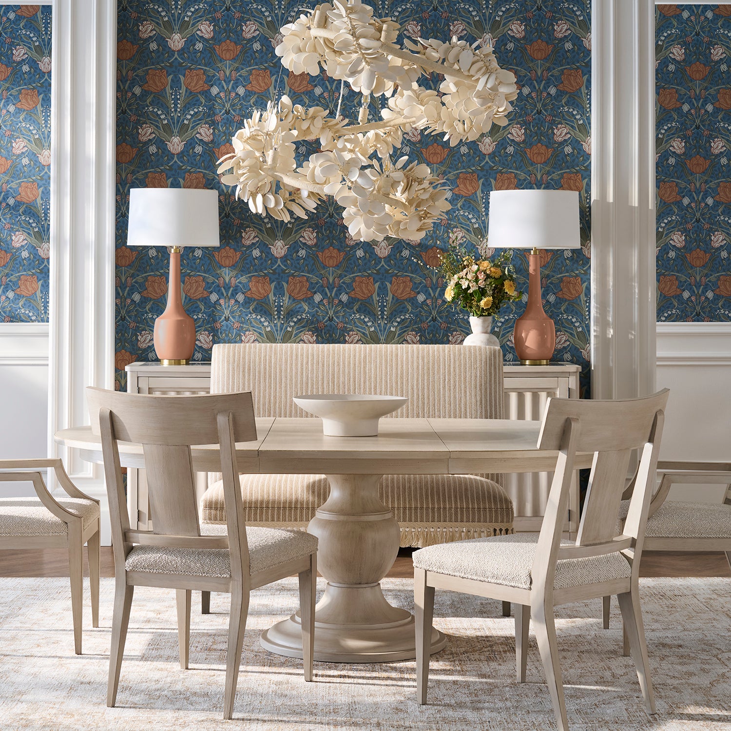 Fairfield Chair Matteo Aria Champagne Mist Round Dining Table