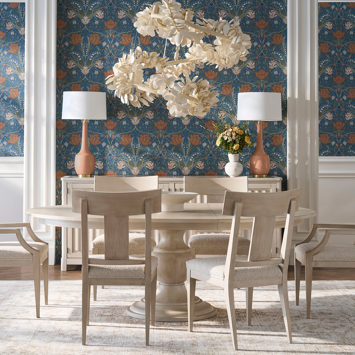 Fairfield Chair Matteo Aria Champagne Mist Round Dining Table