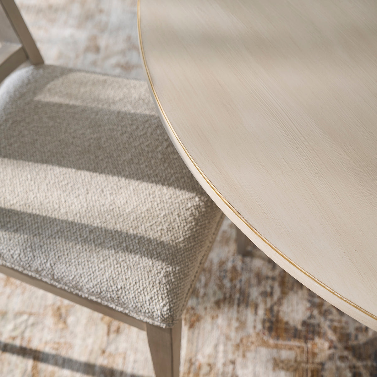 Fairfield Chair Matteo Aria Champagne Mist Round Dining Table