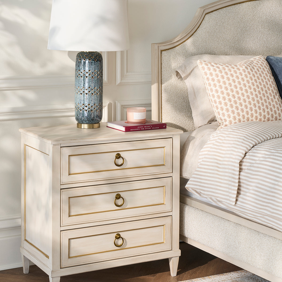 Fairfield Chair Matteo Palazzo Champagne Mist Three Drawer Nightstand Set of 2