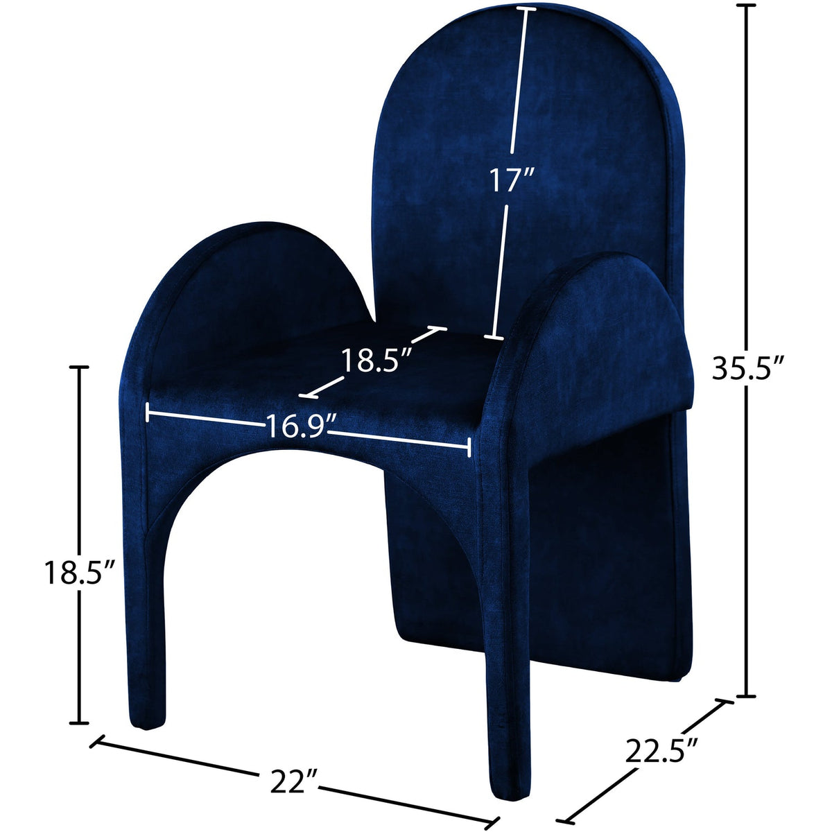 Summer Navy Velvet Upholstered Dining Arm Chair Set of 2