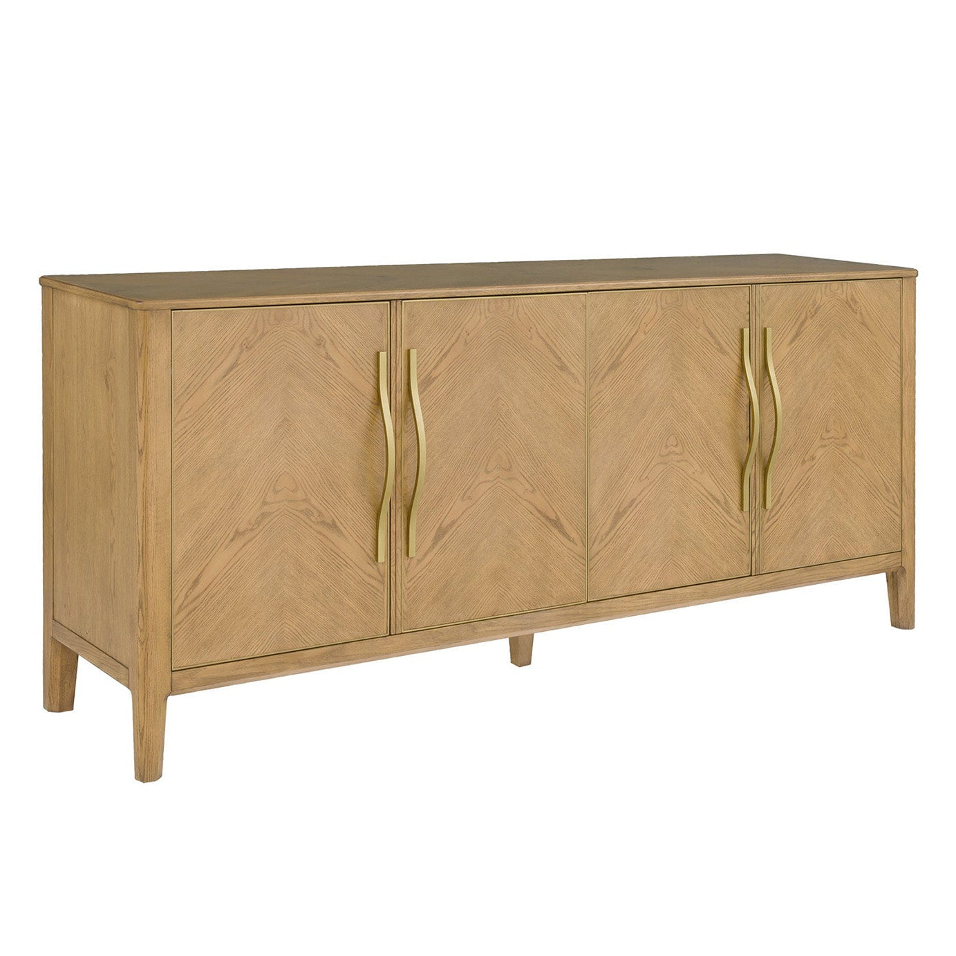 Maxwell Sunlit Oak Credenza credenza in red oak solids and veneers, Sunlit Oak finish, front view