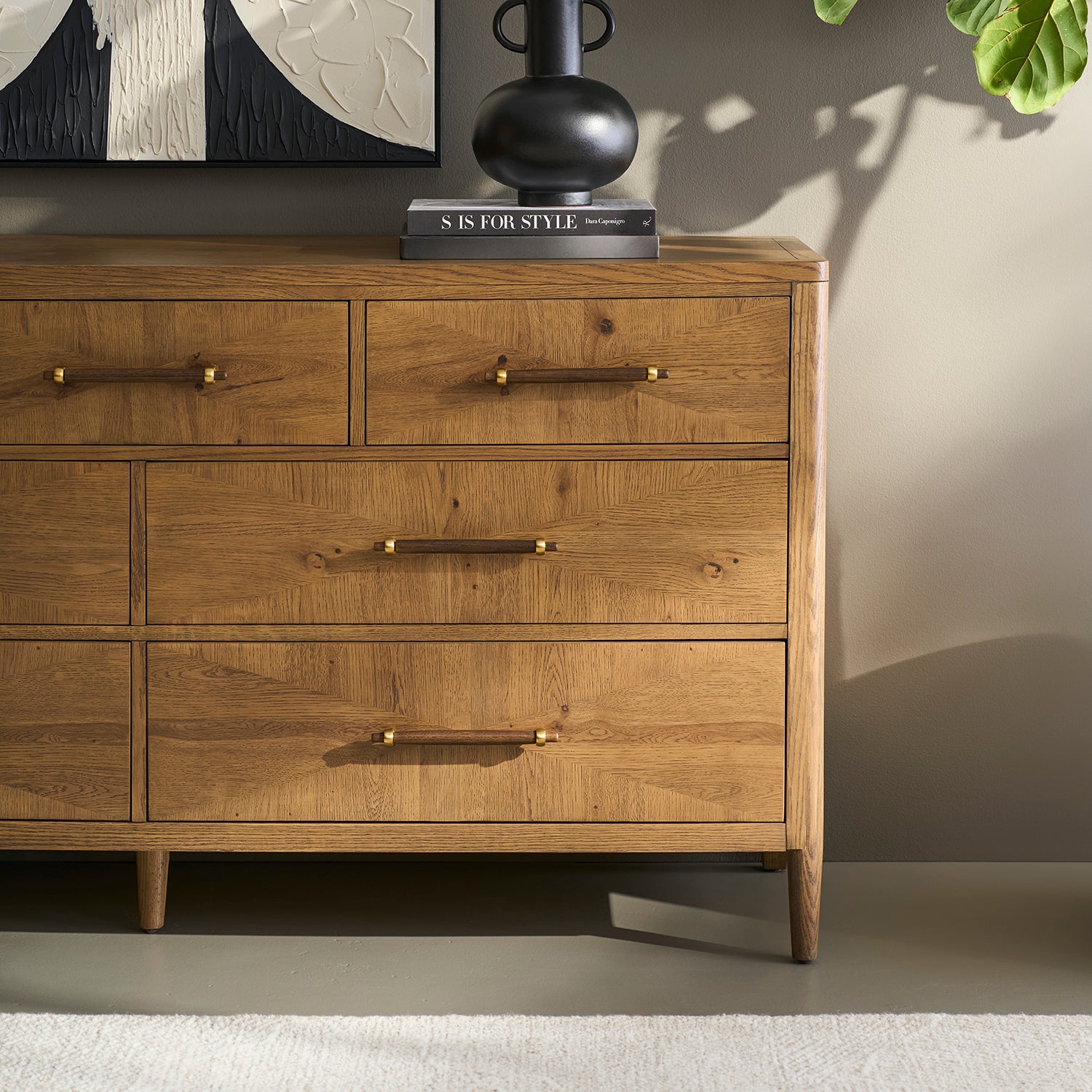 Maxwell Sunlit Oak Dresser material close-up