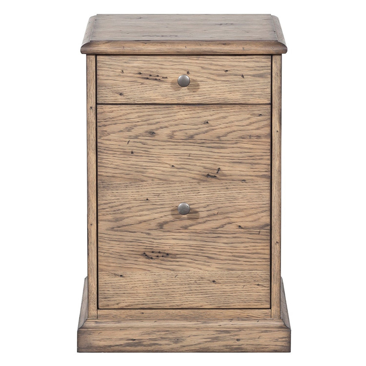 Fairfield Chair Arcadian Mobile File Cabinet in white oak solids, veneers with burnished oak finish, three-quarter angle view