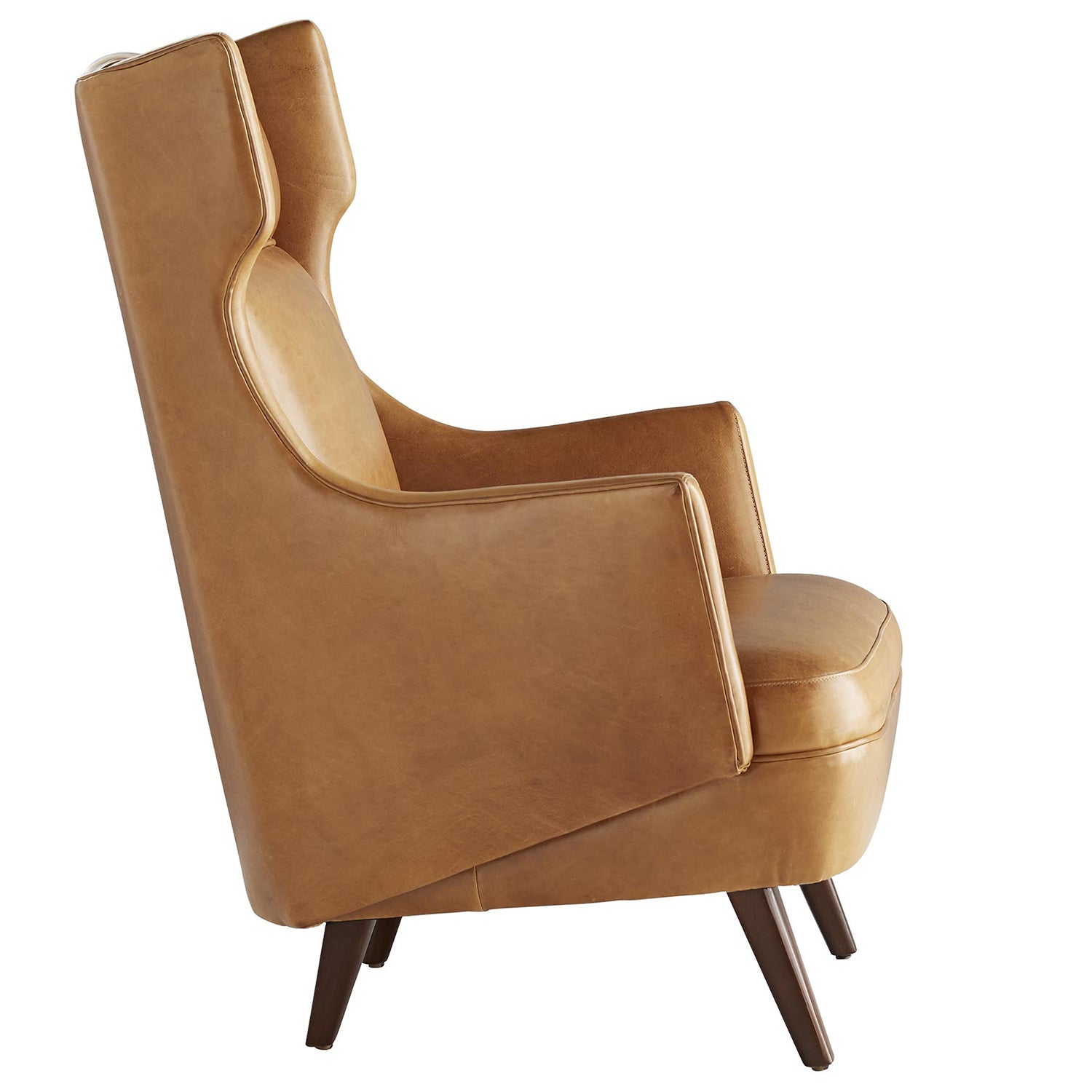 Arteriors Budelli Cognac Leather Dark Walnut Wing Chair
