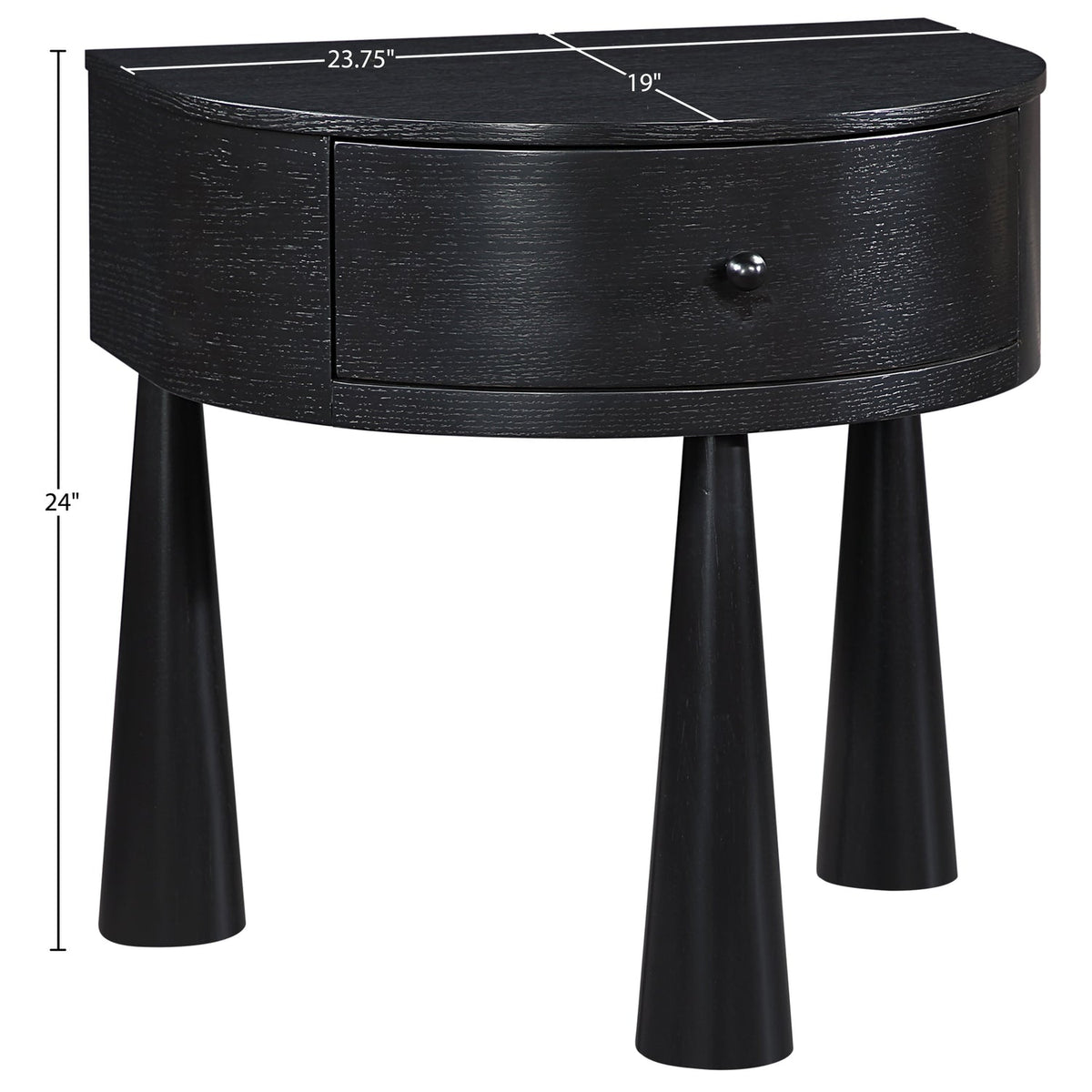 Oasis 23.75in Black Acacia Veneer And Solid Wood Nightstand Set of 2