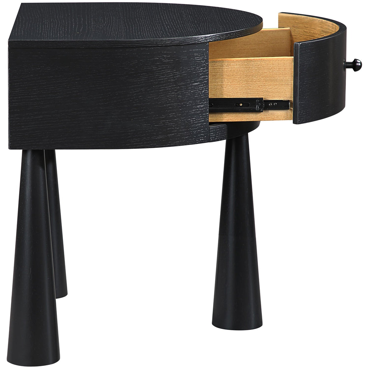 Oasis 23.75in Black Acacia Veneer And Solid Wood Nightstand Set of 2