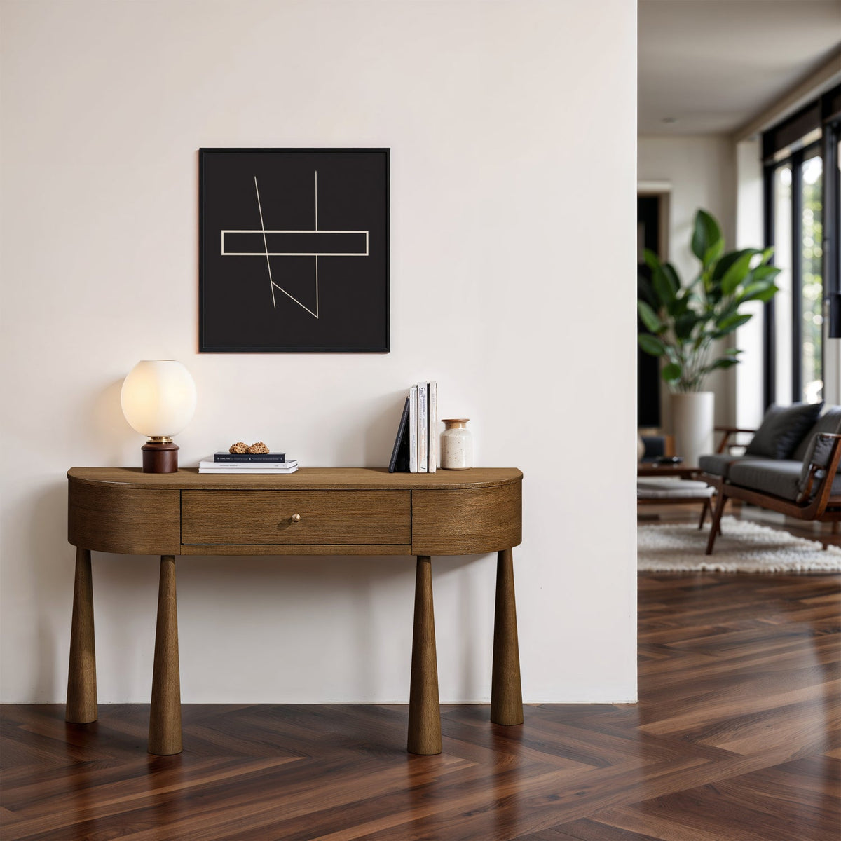 Oasis Brown Acacia Veneer And Solid Wood Console Table