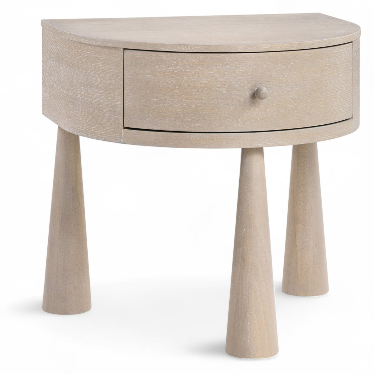 Oasis Nightstand in natural acacia veneer, demi-lune single-drawer, primary product view