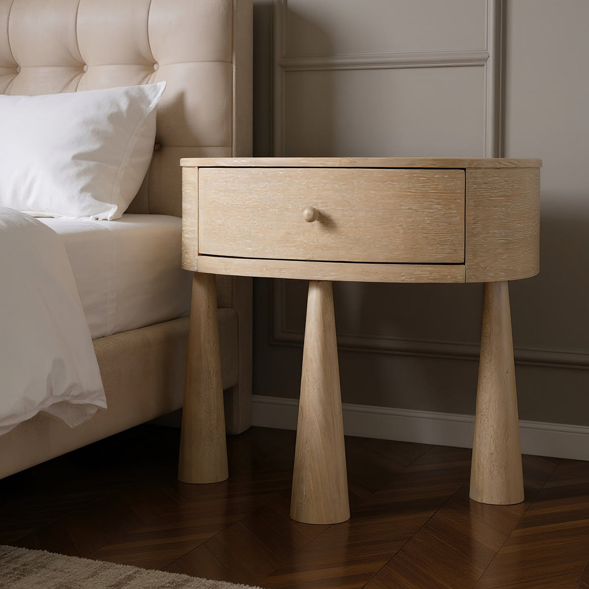 Oasis 23.75in Natural Acacia Veneer And Solid Wood Nightstand Set of 2