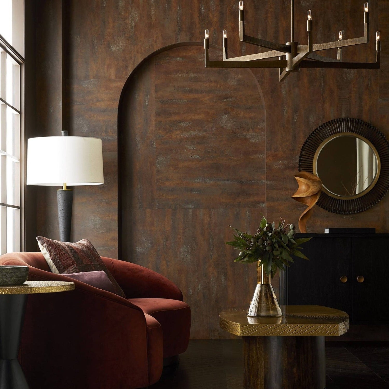 Arteriors Turner Paprika Velvet Small Sofa