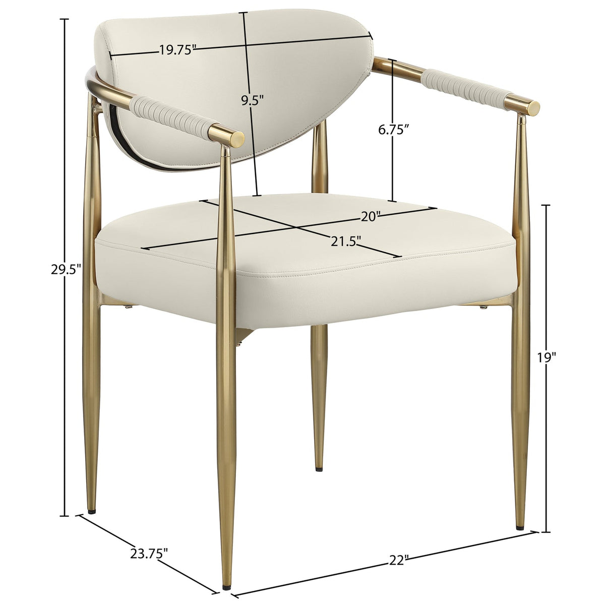 Virella Cream Vegan Leather Upholstered Dining Chair Set of 2