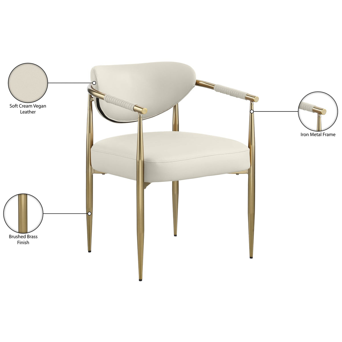Virella Cream Vegan Leather Upholstered Dining Chair Set of 2
