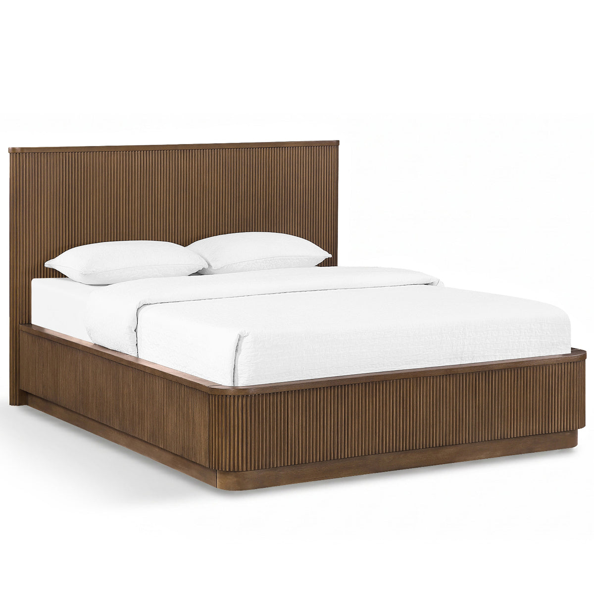 Astrid Brown Solid Wood And Oak Veneer Bed in Brown solid wood with oak veneer, primary product view