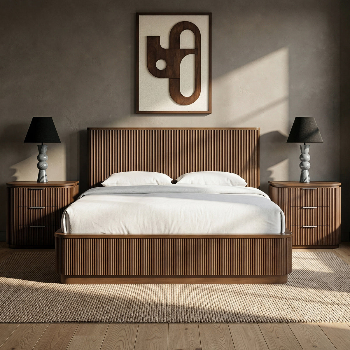 Astrid Brown Solid Wood And Oak Veneer Bed
