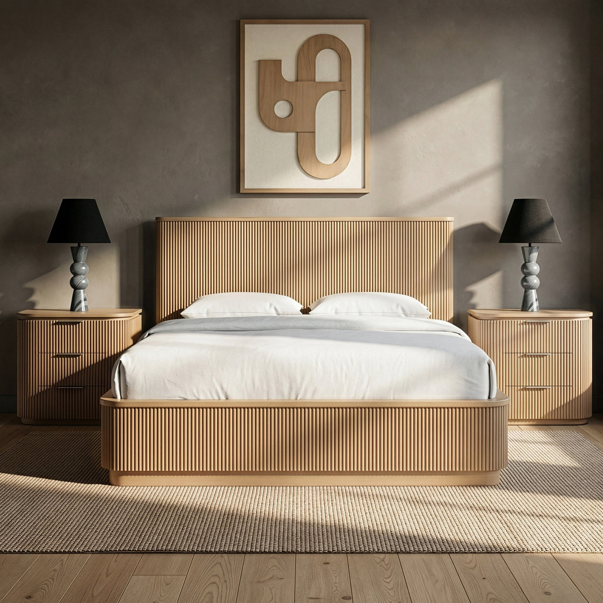 Astrid Natural Solid Wood And Oak Veneer Bed