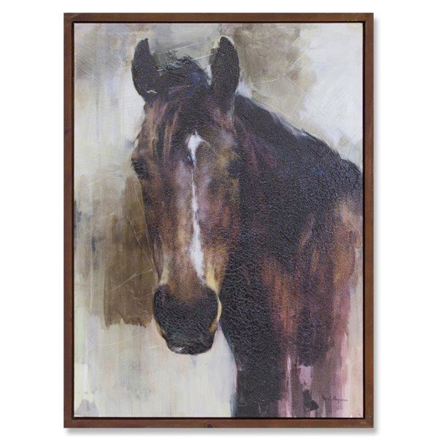 Wood Framed Horse Canvas Painting