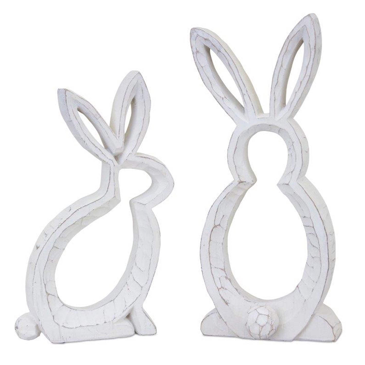 Carved Stone Bunny Outline Decor Set of 2