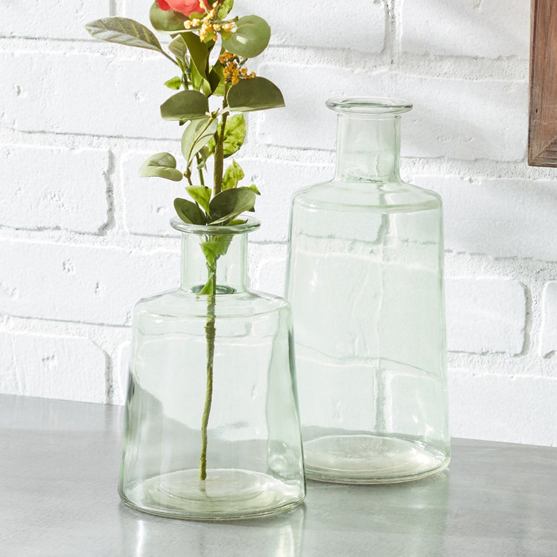 Glass Tapered Bottle Vase Set of 2