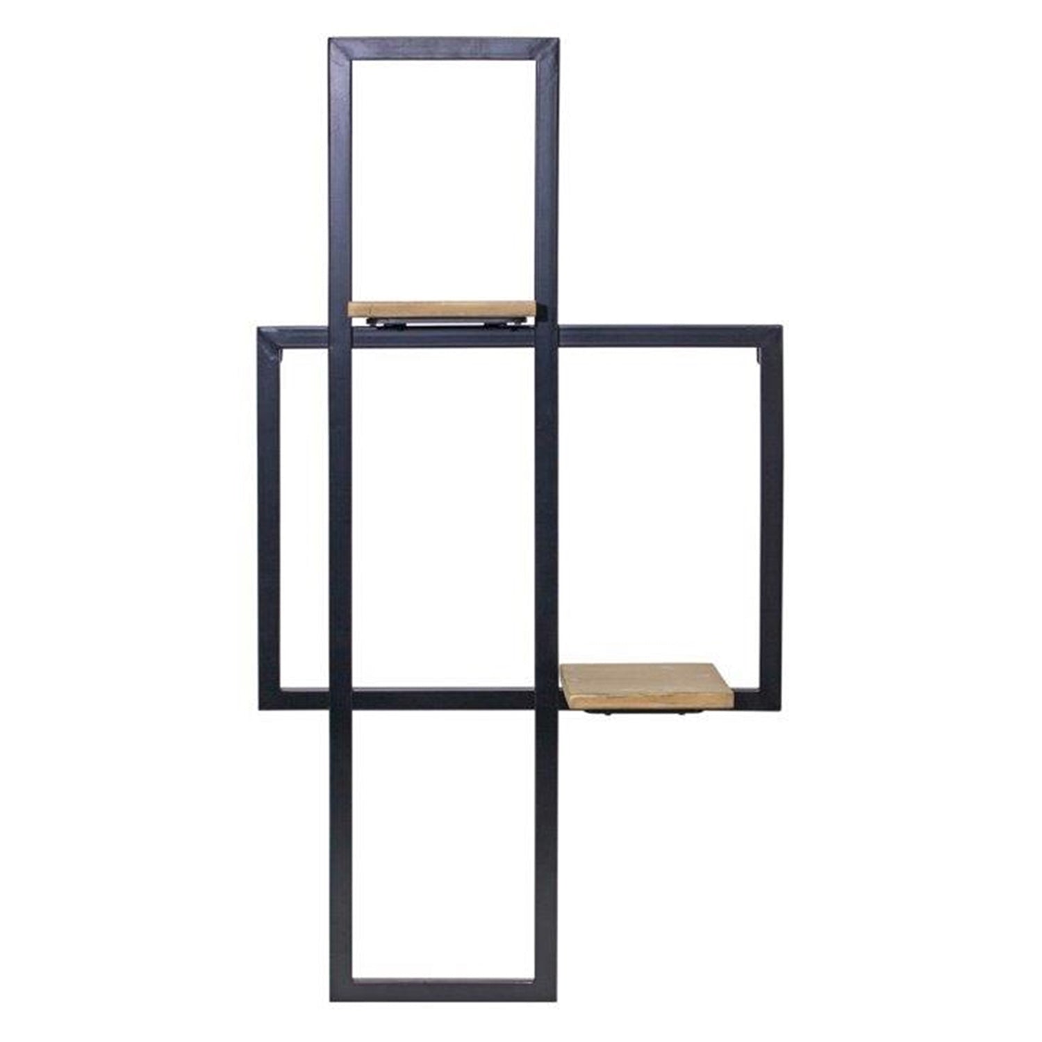 Iron Metal Wall Hanging with Wood Shelves