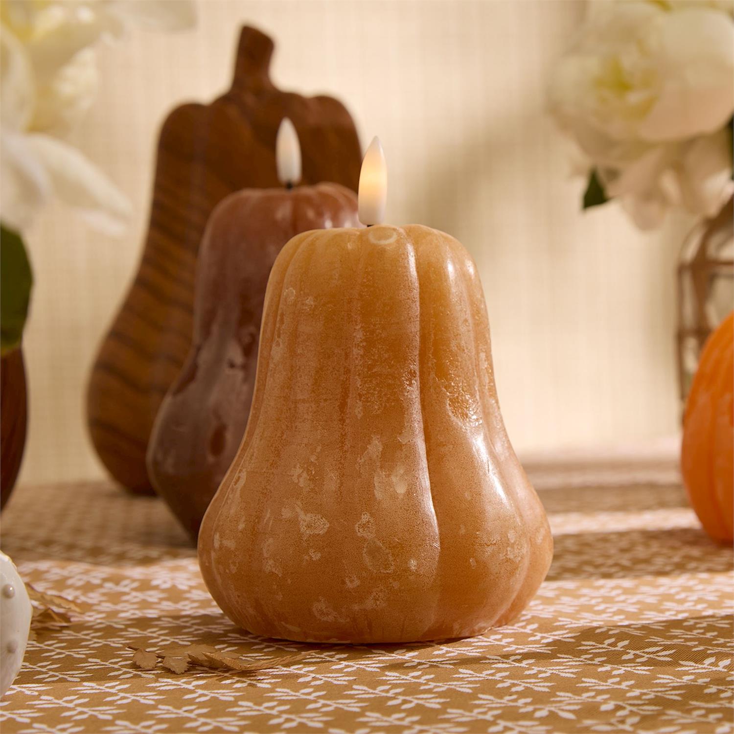 Pumpkin Flameless LED Decor Candle Set of 4