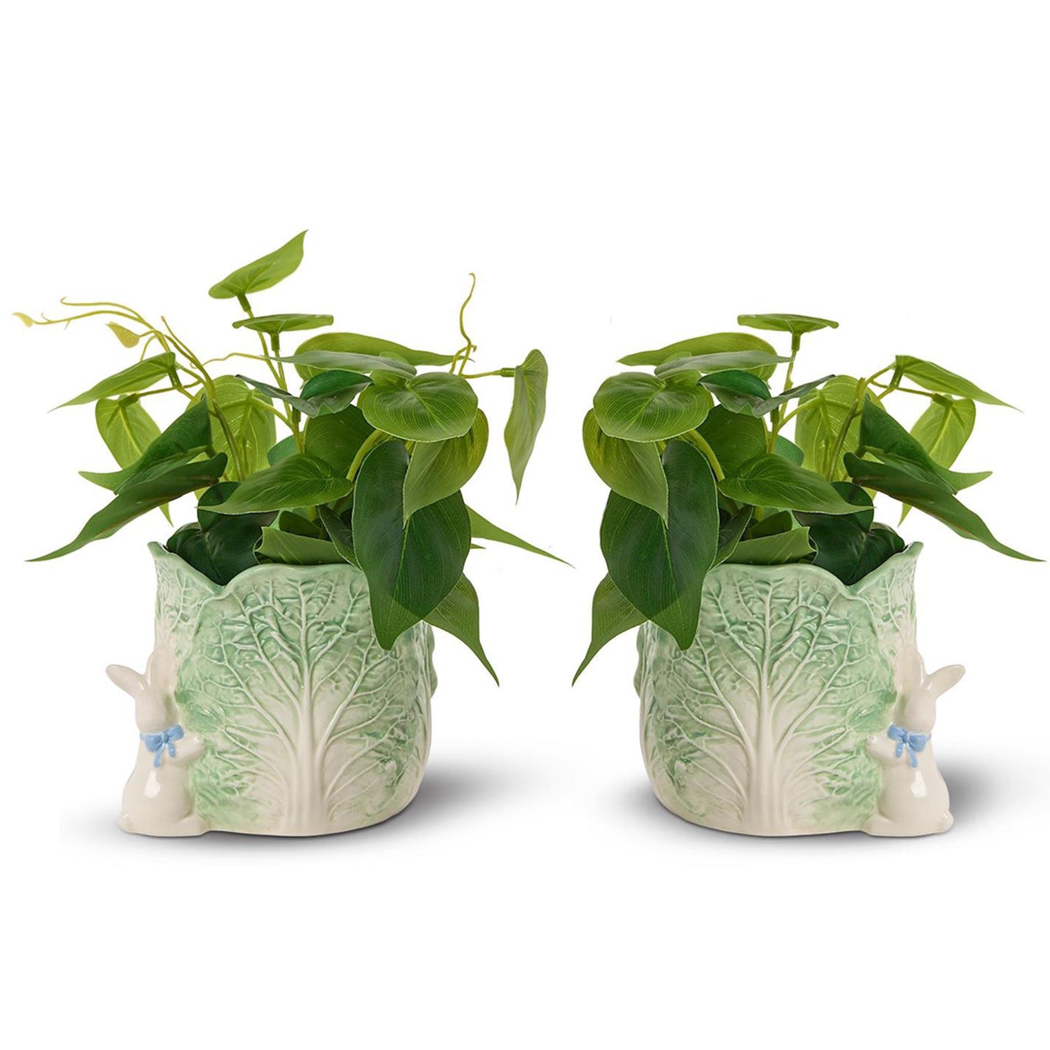 Cabbage and Bunny Cachepot/Planter Set of 2