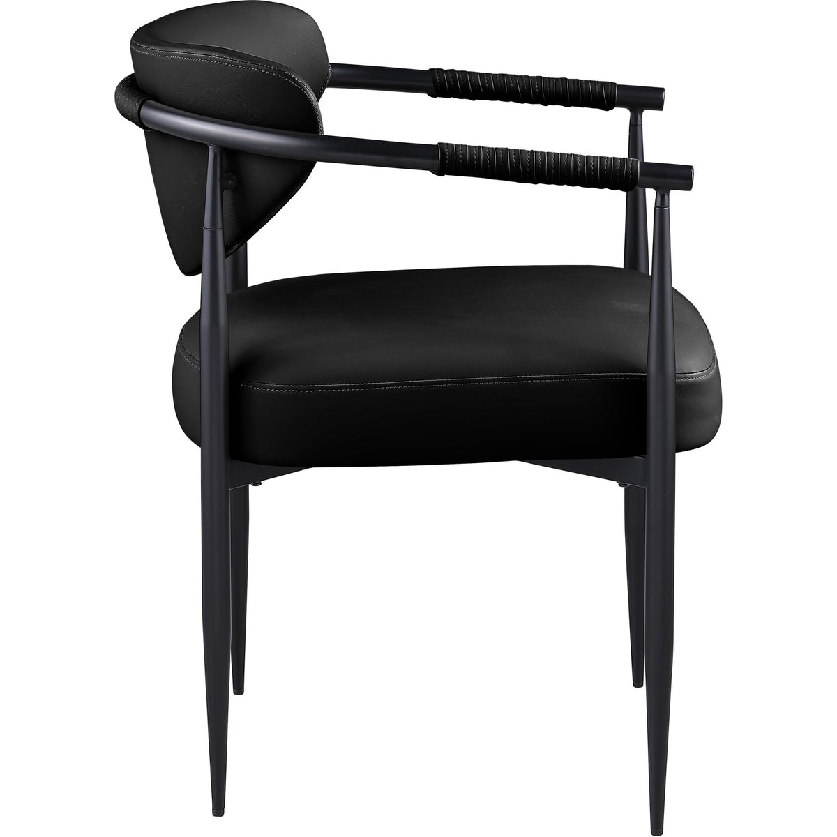 Virella Black Vegan Leather Upholstered Dining Chair Set of 2