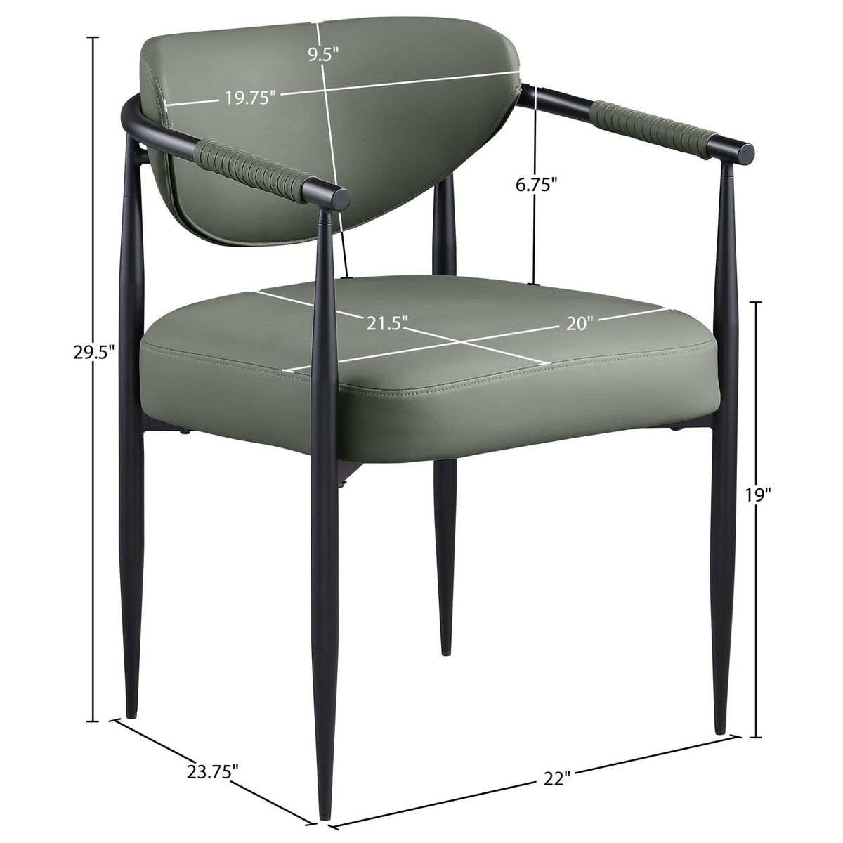 Virella Olive Vegan Leather Upholstered Dining Chair Set of 2