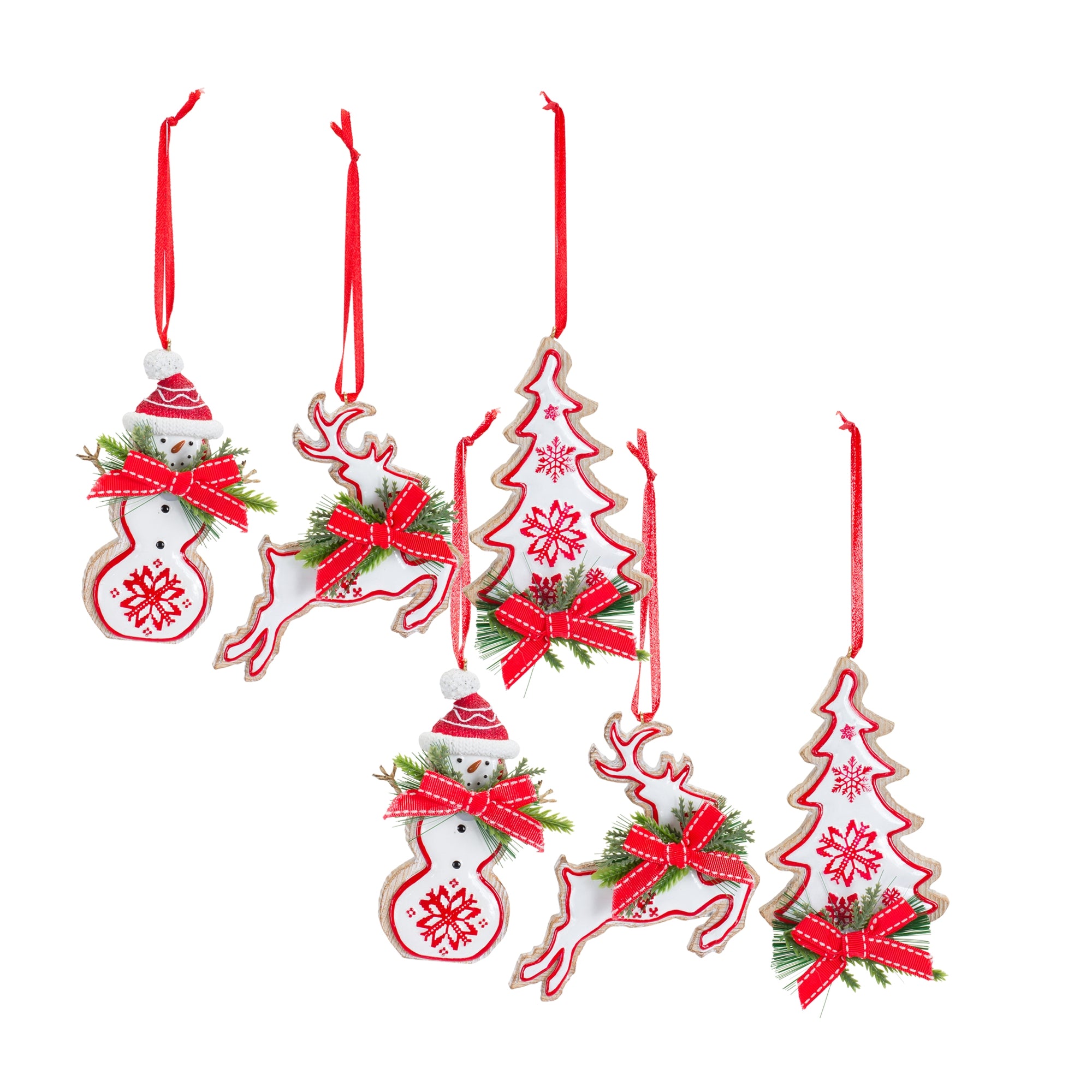 Nordic Snowflake Character Tree Ornament Set of 6