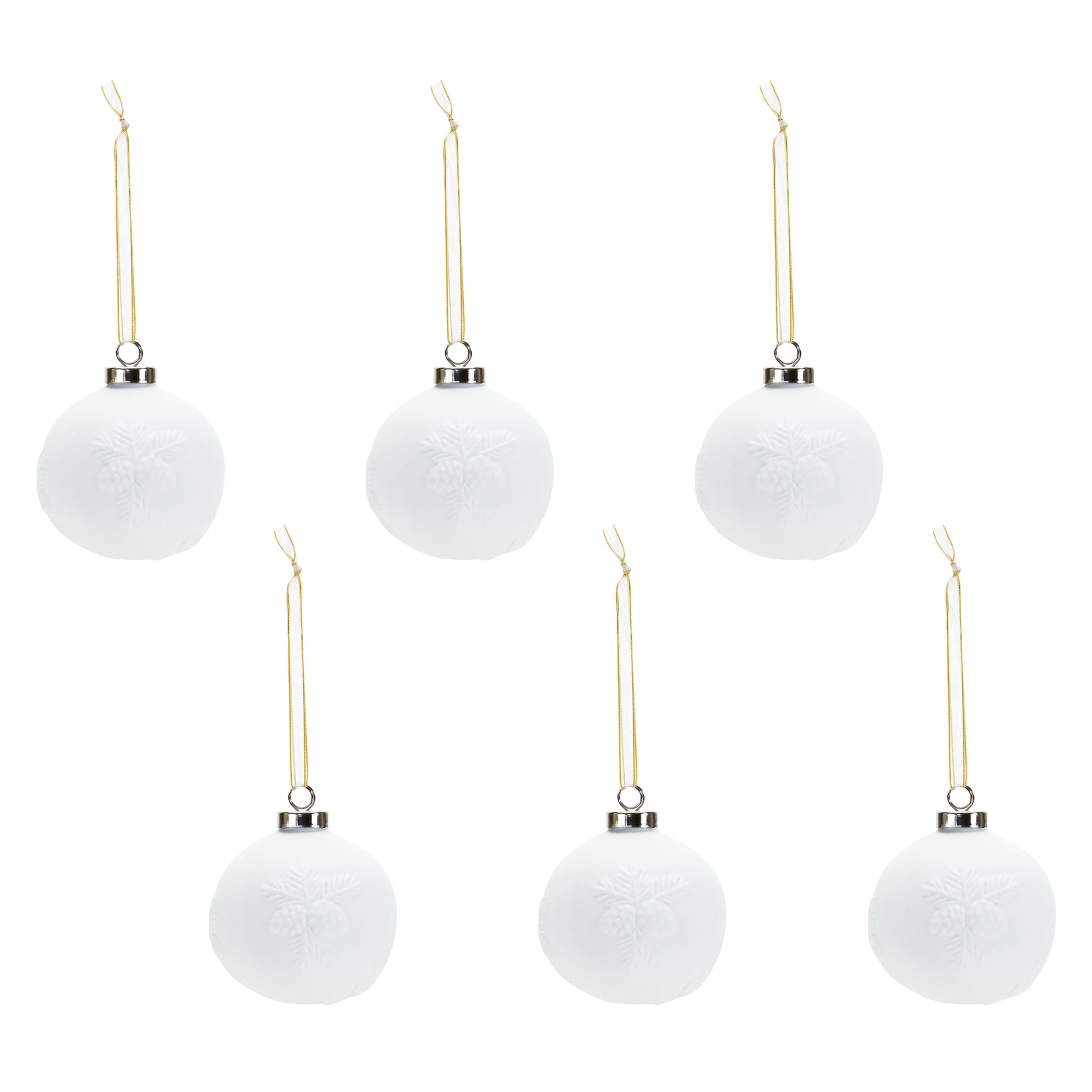 Porcelain Pine Cone Ball Ornament Set of 6