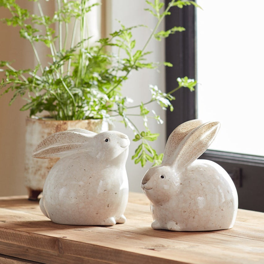 Rustic Terra Cotta Bunny Figurine Set of 4