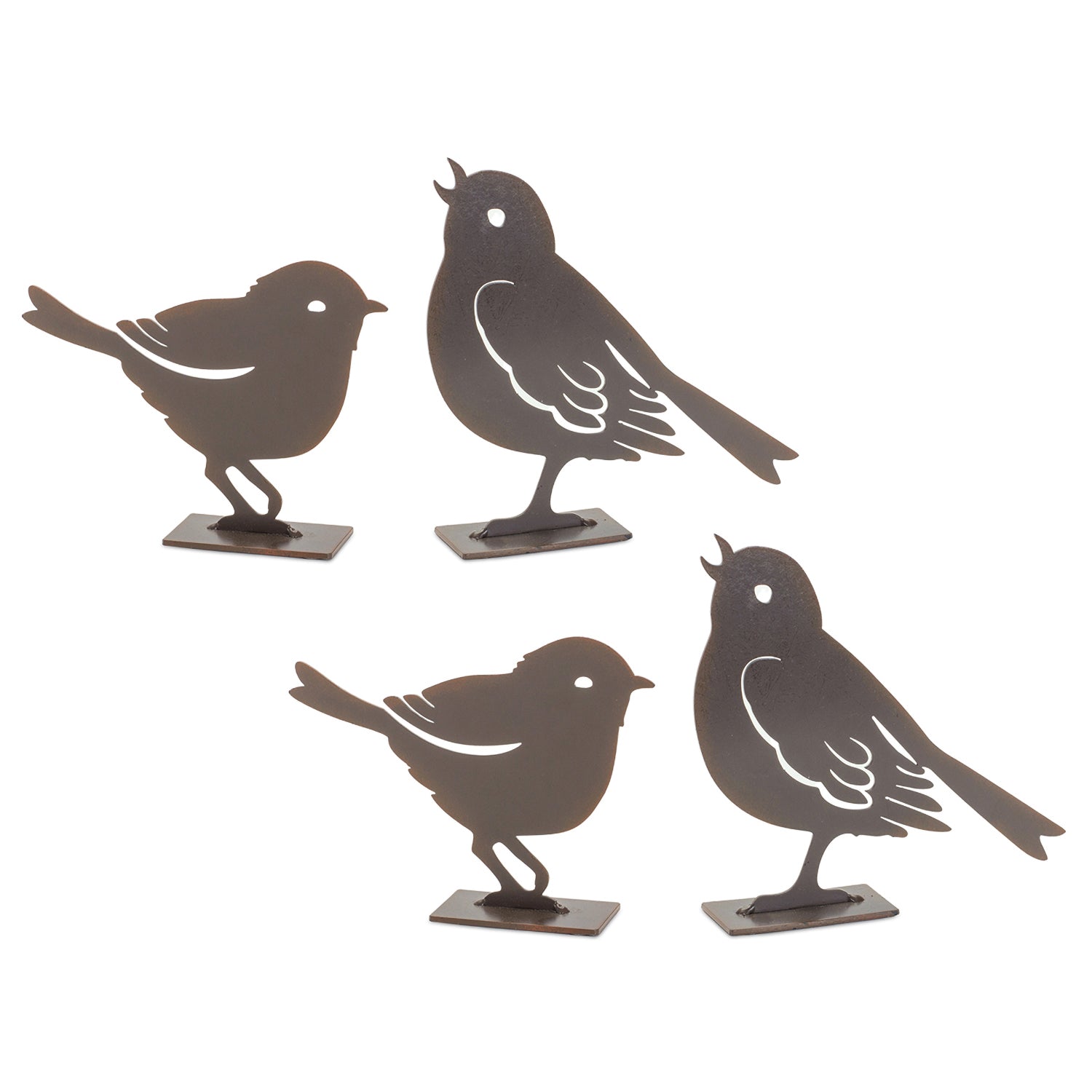 Metal Cut Out Bird Figurine Set of 2