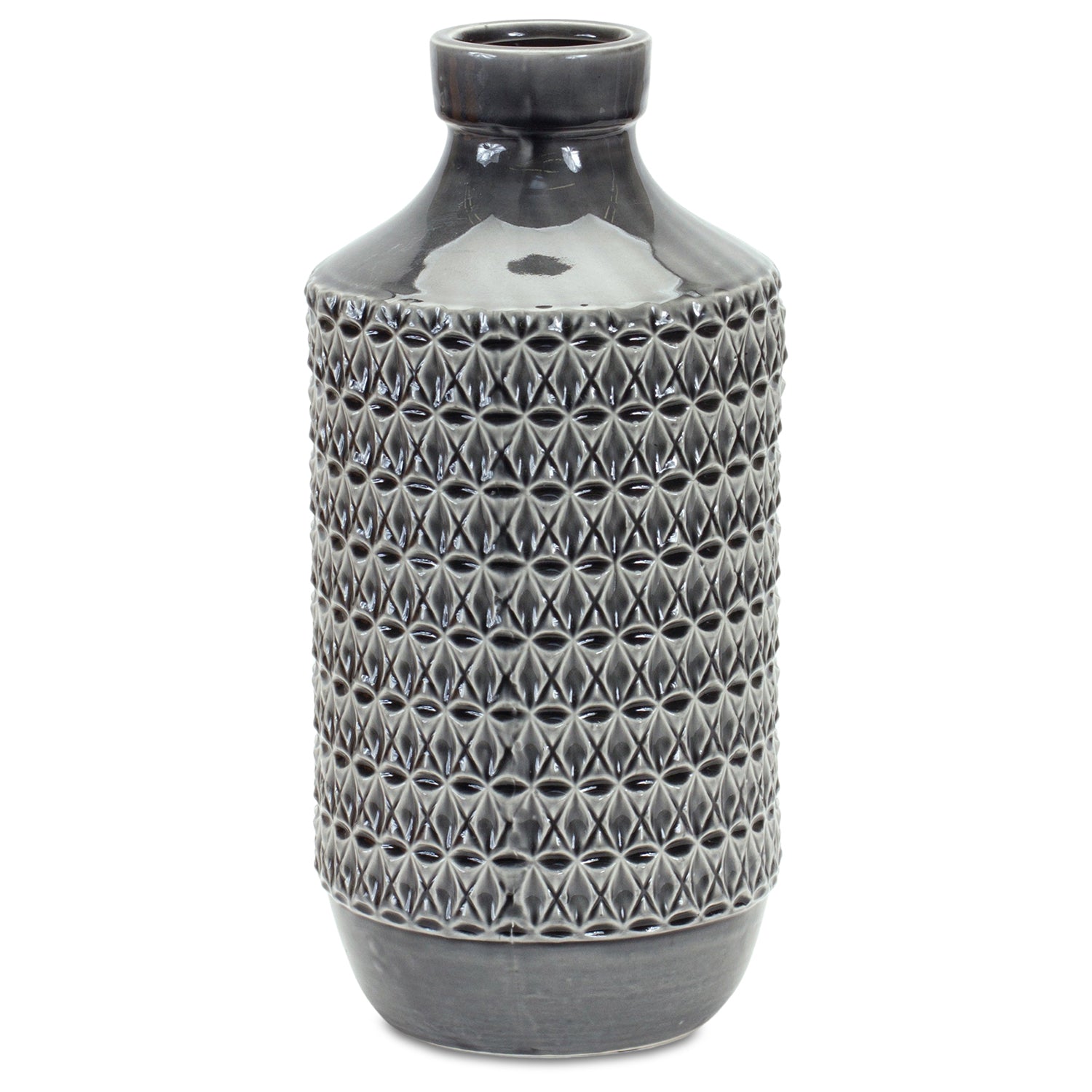 Goemetric Terra Cotta Vase with Black Finish