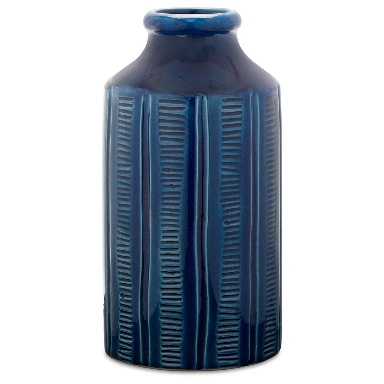 Blue Etched Terra Cotta Vase