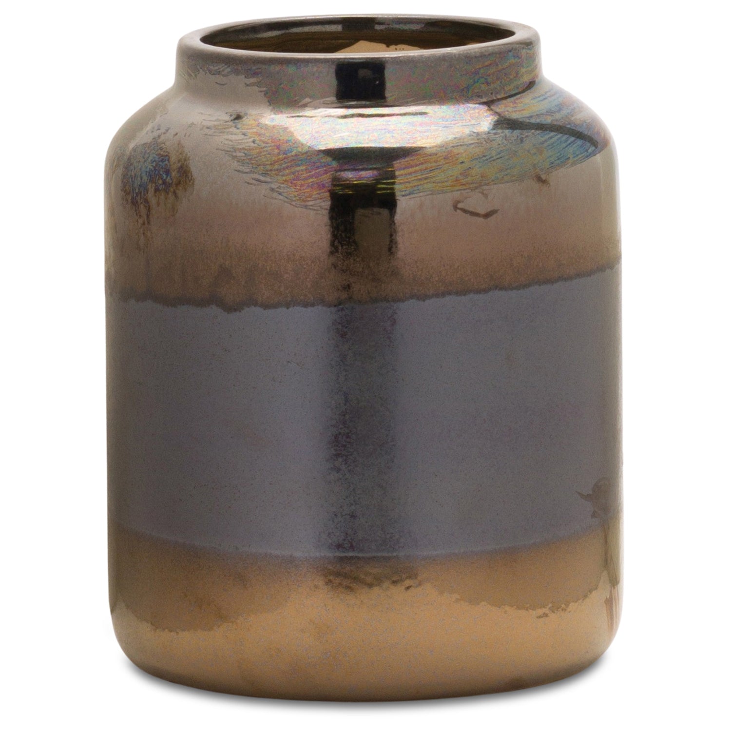 Modern Two Tone Vase with Irredescent Finish