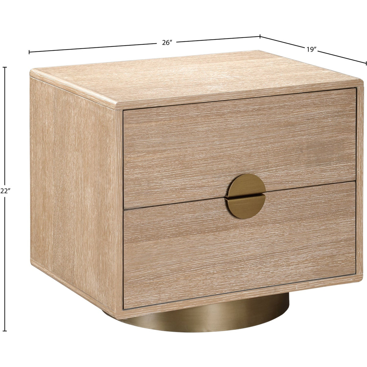 Wade 26in Natural Oak Veneer Nightstand Side Table Set of 2