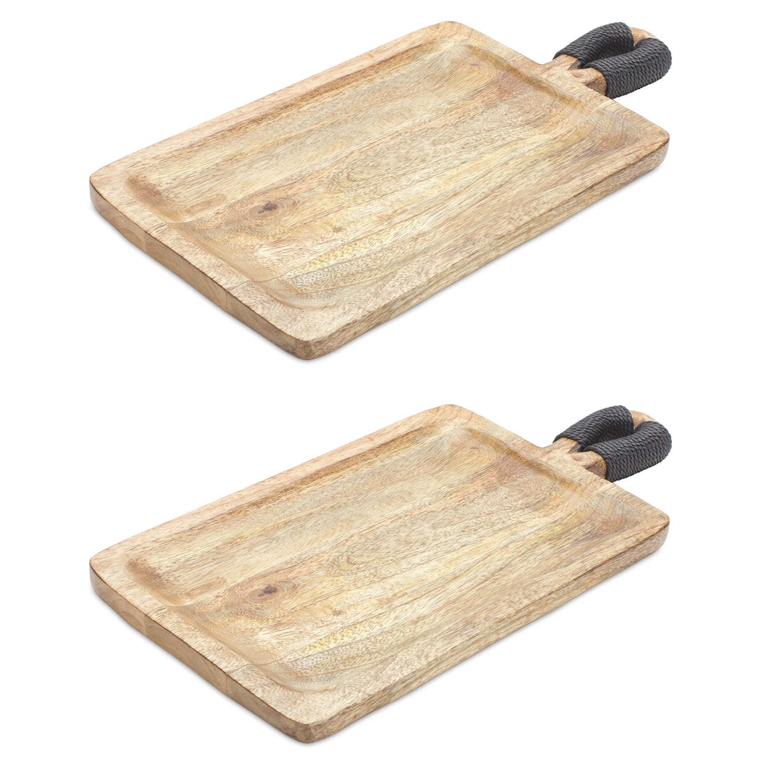 Mango Wood Cutting Board Style Tray Set of 2