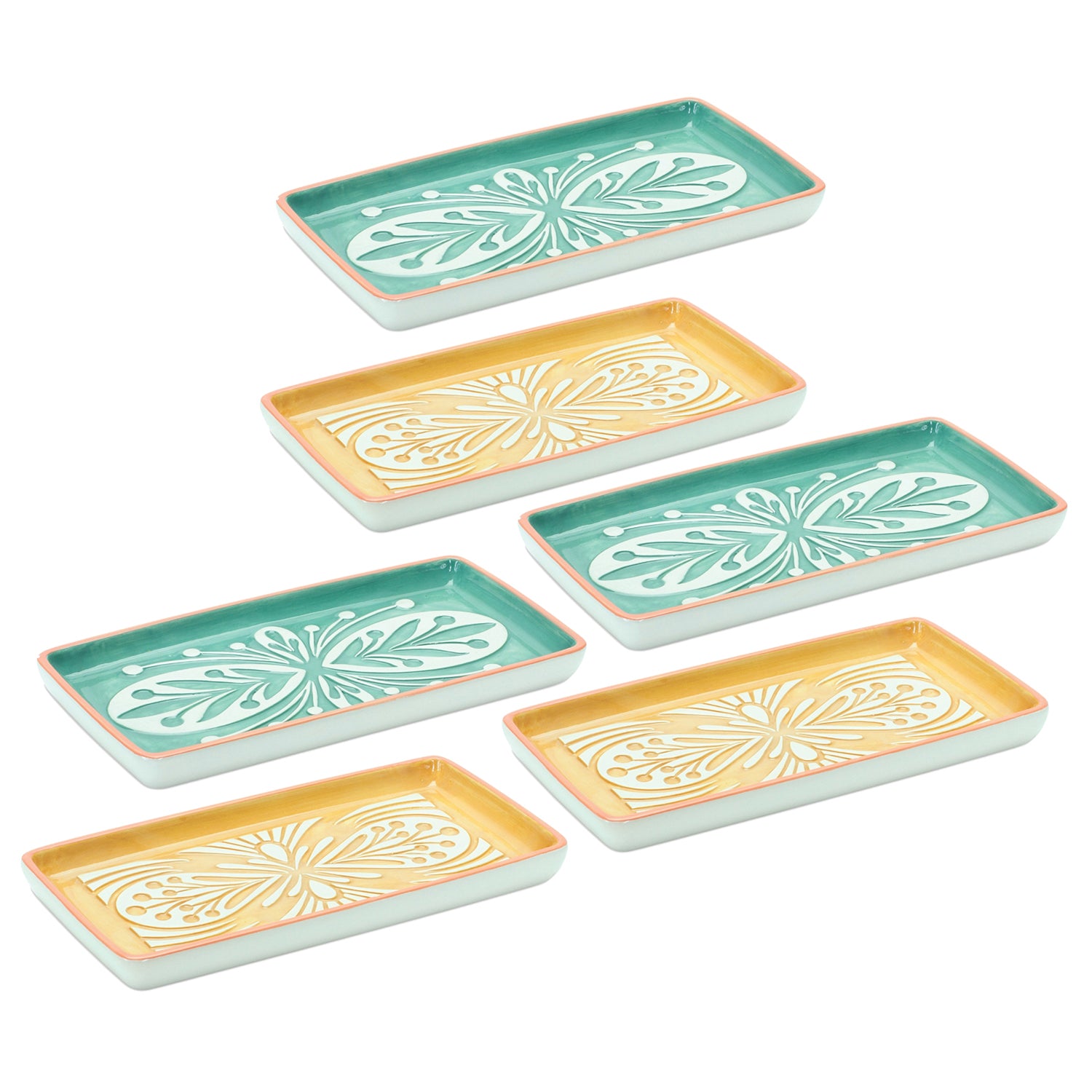 Ornamental Ceramic Tray Set of 6
